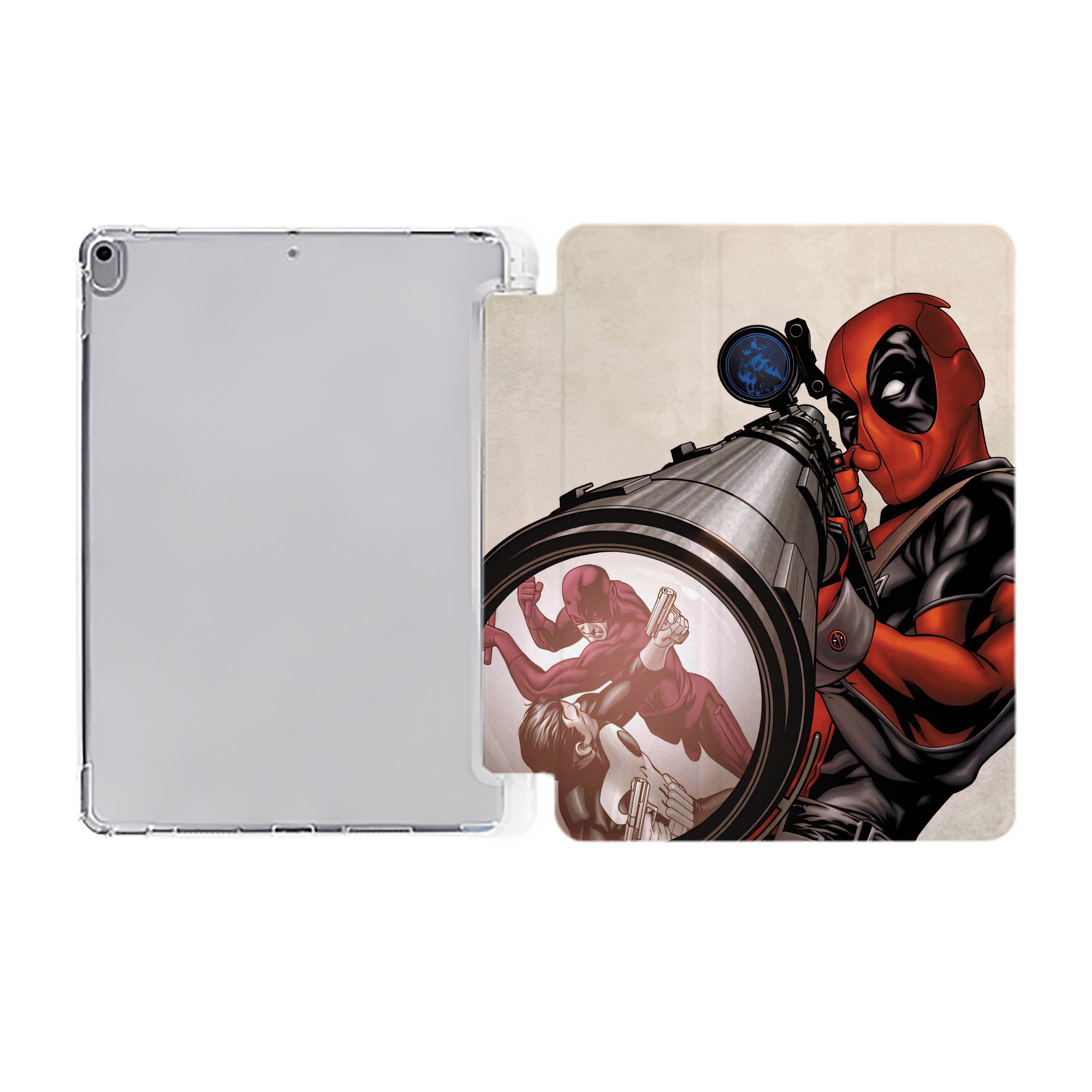 （画像用） Deadpool デッドプール IPad ケース ペン収納付き 三つ折りスタンド PUレザー×シリコン 対応機種9.5/10.5/10.9インチ